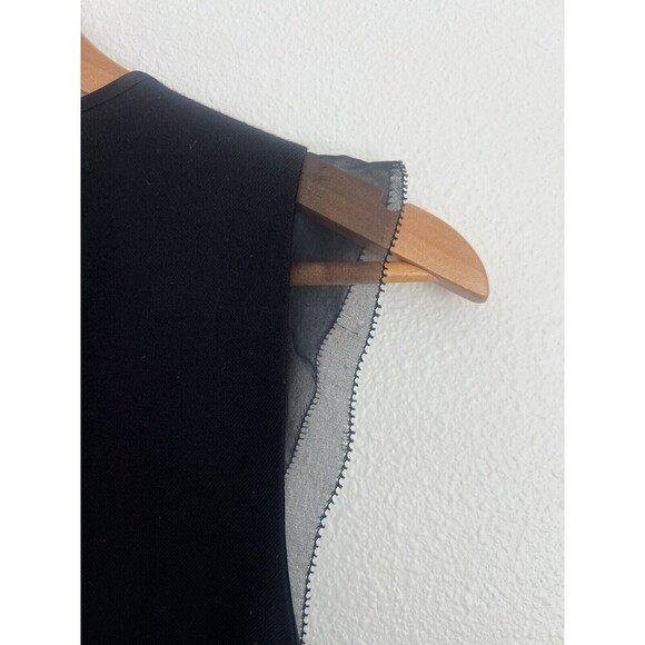 Elie Tahari Sheath Sleek Dress Wool Blend Sheer Ruffle Cap Sleeves Corpcore SZ 4 - Picture 8 of 10